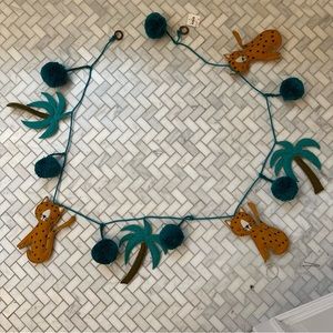 Anthropologie Nursery Palm Tree Cheetah Leopard Curtain Garland